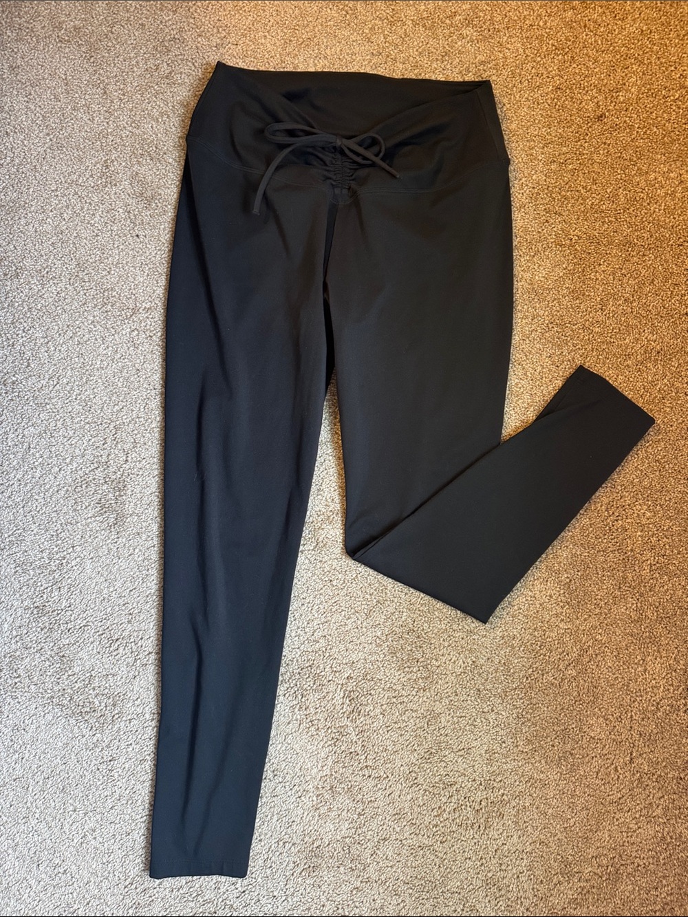 PINK V Line High-Waist Black Drawstring Leggings